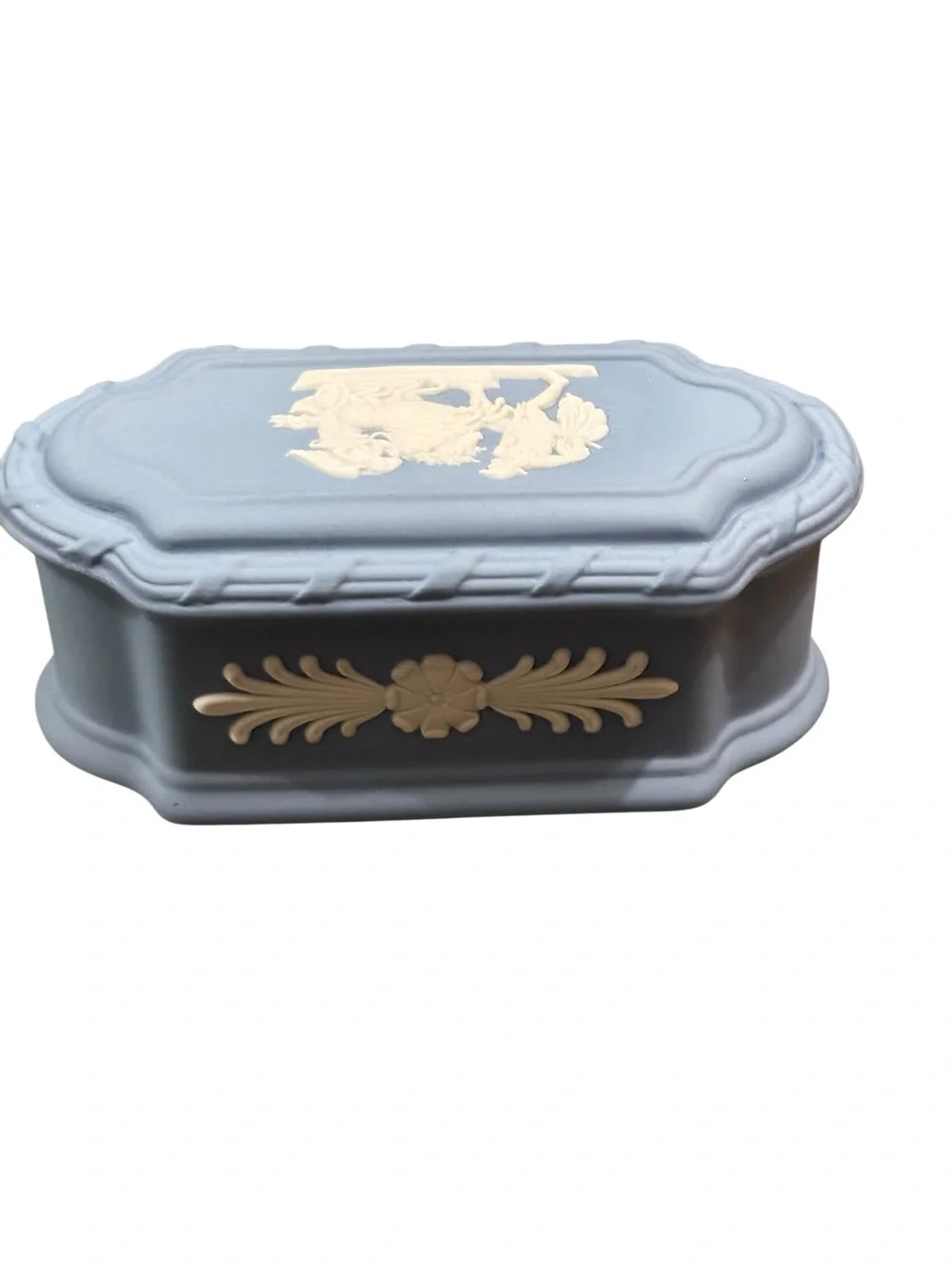 Wedgewood Portland Blue Jasperware Rectangular Lidded Trinket Box